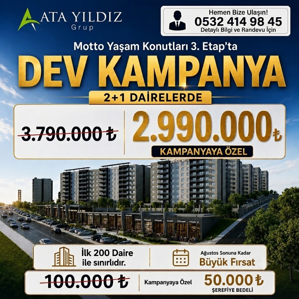 Motto Yaşam Konutları 3. Etap Satışları Başladı
